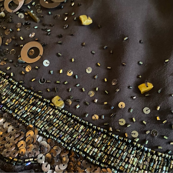 Vintage 90’s 100% Silk Dress Silk Slip Dress Beaded Raindrop Tiered Fairy Prom - Picture 7 of 15